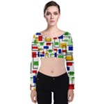 Colorful rectangles                                                                     Velvet Long Sleeve Crop Top