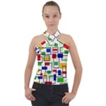 Colorful rectangles                                                                      Cross Neck Velour Top