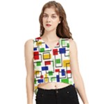 Colorful rectangles                                                                      V-Neck Cropped Tank Top