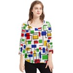 Colorful rectangles                                                                      Chiffon Quarter Sleeve Blouse