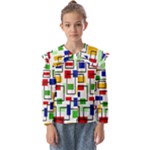 Colorful rectangles                                     Kids  Peter Pan Collar Blouse