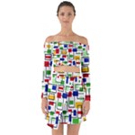 Colorful rectangles                                                                         Off Shoulder Top with Skirt Set