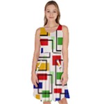 Colorful rectangles                                                                         Knee Length Skater Dress With Pockets