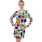 Colorful rectangles                                                                        Long Sleeve Hoodie Dress