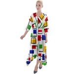 Colorful rectangles                                                    Quarter Sleeve Wrap Front Maxi Dress