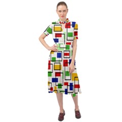 Keyhole Neckline Chiffon Dress 