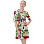 Colorful rectangles                                                                         Belted Shirt Dress