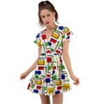 Colorful rectangles                                                                      Flutter Sleeve Wrap Dress