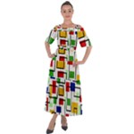 Colorful rectangles                                                                         Shoulder Straps Boho Maxi Dress