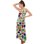 Colorful rectangles                                                                        V-Neck Chiffon Maxi Dress