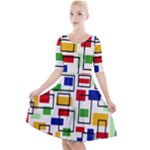 Colorful rectangles                                                                         Quarter Sleeve A-Line Dress