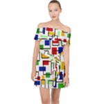 Colorful rectangles                                                                    Off Shoulder Chiffon Dress