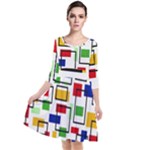 Colorful rectangles                                                                        Quarter Sleeve Waist Band Dress