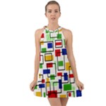 Colorful rectangles                                                                         Halter Tie Back Chiffon Dress