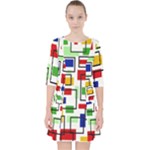 Colorful rectangles                                                                        Quarter Sleeve Pocket Dress