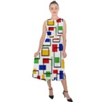 Colorful rectangles                                                                    Midi Tie-Back Chiffon Dress