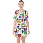 Colorful rectangles                                                                         Sixties Short Sleeve Mini Dress