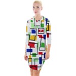 Colorful rectangles                                                                        Quarter Sleeve Hood Bodycon Dress