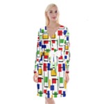 Colorful rectangles                                                                          Long Sleeve Velvet Front Wrap Dress