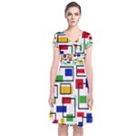 Colorful rectangles                                                                      Short Sleeve Front Wrap Dress