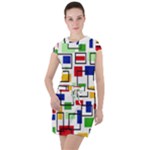 Colorful rectangles                                                                                     Drawstring Hooded Dress