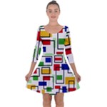 Colorful rectangles                                                                     Quarter Sleeve Skater Dress