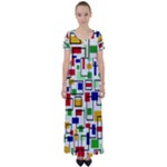 Colorful rectangles                                                                     High Waist Short Sleeve Maxi Dress