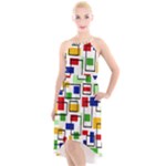 Colorful rectangles                                                                     High-Low Halter Chiffon Dress