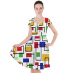 Colorful rectangles                                                                      Cap Sleeve Midi Dress