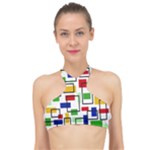 Colorful rectangles                                                                     High Neck Bikini Top