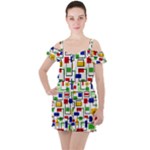 Colorful rectangles                                                                     Ruffle Cut Out Chiffon Playsuit