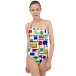 Colorful rectangles                                                                     Classic One Shoulder Swimsuit