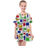 Colorful rectangles                                                                   Kids  One Piece Chiffon Dress