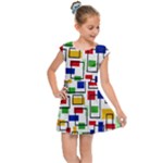 Colorful rectangles                                                                     Kids Cap Sleeve Dress