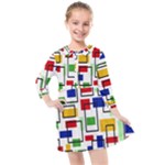 Colorful rectangles                                                                    Kids  Quarter Sleeve Shirt Dress