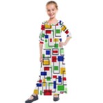 Colorful rectangles                                                                     Kids  Quarter Sleeve Maxi Dress