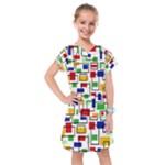 Colorful rectangles                                                                       Kids  Drop Waist Dress