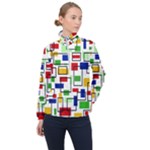 Colorful rectangles                                                                      Women Half Zip Windbreaker