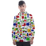 Colorful rectangles                                                                     Men s Front Pocket Pullover Windbreaker