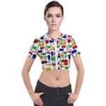 Colorful rectangles                                                                      Short Sleeve Cropped Jacket