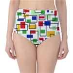 Colorful rectangles                                                                      High-Waist Bikini Bottoms