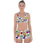 Colorful rectangles                                                                     Racerback Boyleg Bikini Set