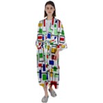 Colorful rectangles                                                                 Maxi Satin Kimono