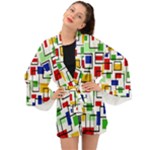 Colorful rectangles                                                                   Long Sleeve Kimono