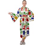 Colorful rectangles                                                                   Maxi Tie Front Velour Kimono