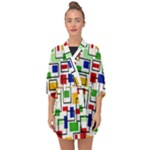 Colorful rectangles                                                                   Half Sleeve Chiffon Kimono