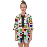 Colorful rectangles                                                                     Open Front Chiffon Kimono