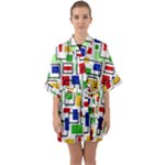 Colorful rectangles                                                                     Quarter Sleeve Kimono Robe