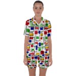 Colorful rectangles                                                                   Satin Short Sleeve Pyjamas Set