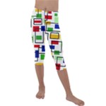 Colorful rectangles                                                                   Kids  Lightweight Velour Capri Leggings